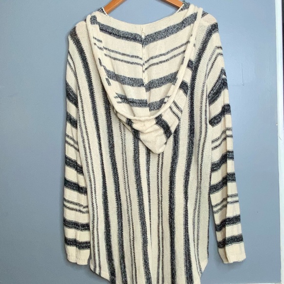 Buc-ee’s Striped Hoodie Sweatshirt Tunic - Black and Cream - Boho Hippie - XL - Picture 6 of 8